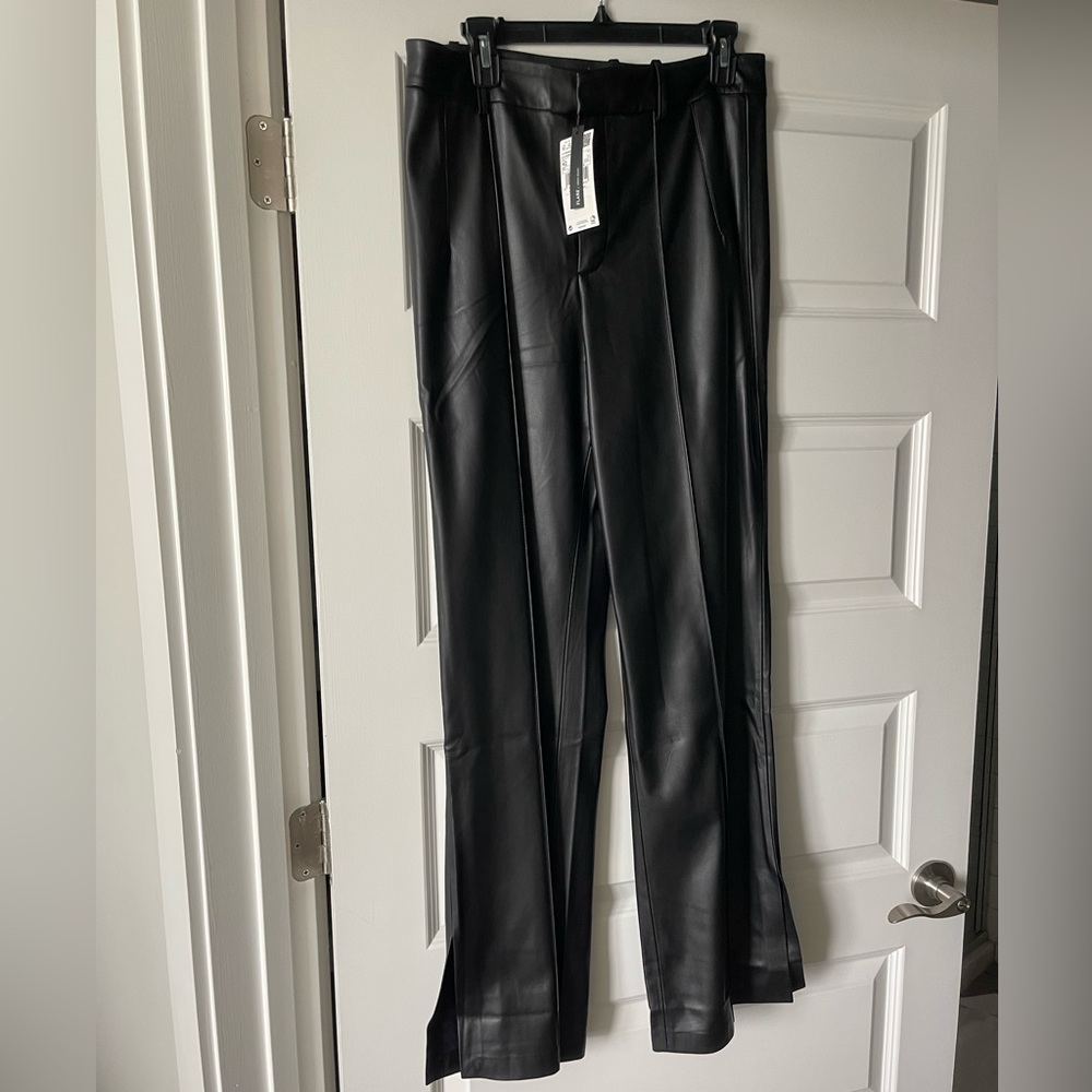 Leather-effect straight trousers